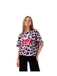 Girls Rainbow Leopard Script T-Shirt