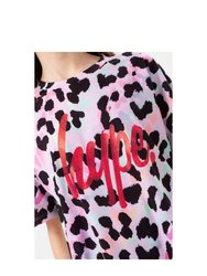 Girls Rainbow Leopard Script T-Shirt