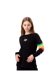 Girls Rainbow Long-Sleeved T-Shirt - Black