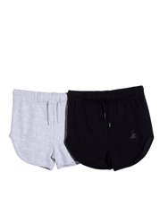 Girls Running Shorts (Pack of 2) (Black/Gray)  - Black/Gray