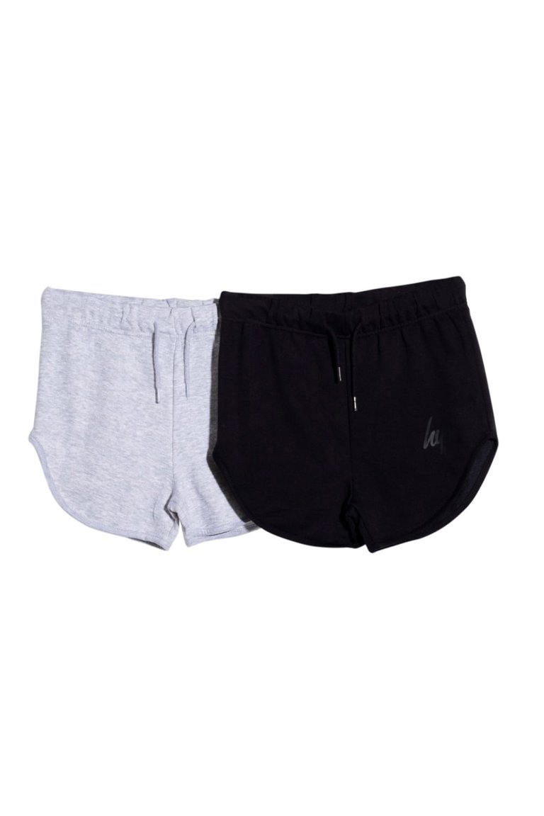 Girls Running Shorts (Pack of 2) (Black/Gray)  - Black/Gray