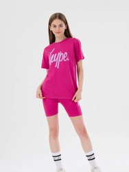 Girls Script T-Shirt - Berry/Purple
