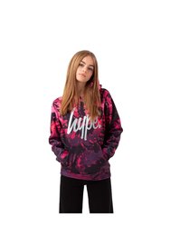 Girls Tie Dye Hoodie - Pink/Black