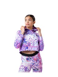 Hype Childrens/Kids Graffiti Nerf Crop Hoodie (Pink/Purple)