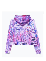 Hype Childrens/Kids Graffiti Nerf Crop Hoodie (Pink/Purple)