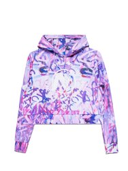 Hype Childrens/Kids Graffiti Nerf Crop Hoodie (Pink/Purple) - Pink/Purple