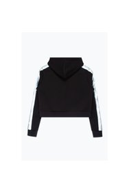 Hype Childrens/Kids Holo Logo Nerf Crop Hoodie (Black/White)