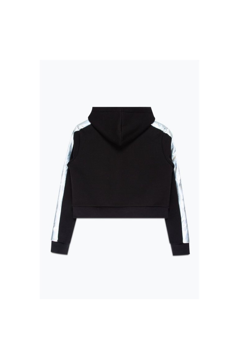 Hype Childrens/Kids Holo Logo Nerf Crop Hoodie (Black/White)