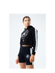 Hype Childrens/Kids Holo Logo Nerf Crop Hoodie (Black/White) - Black/White