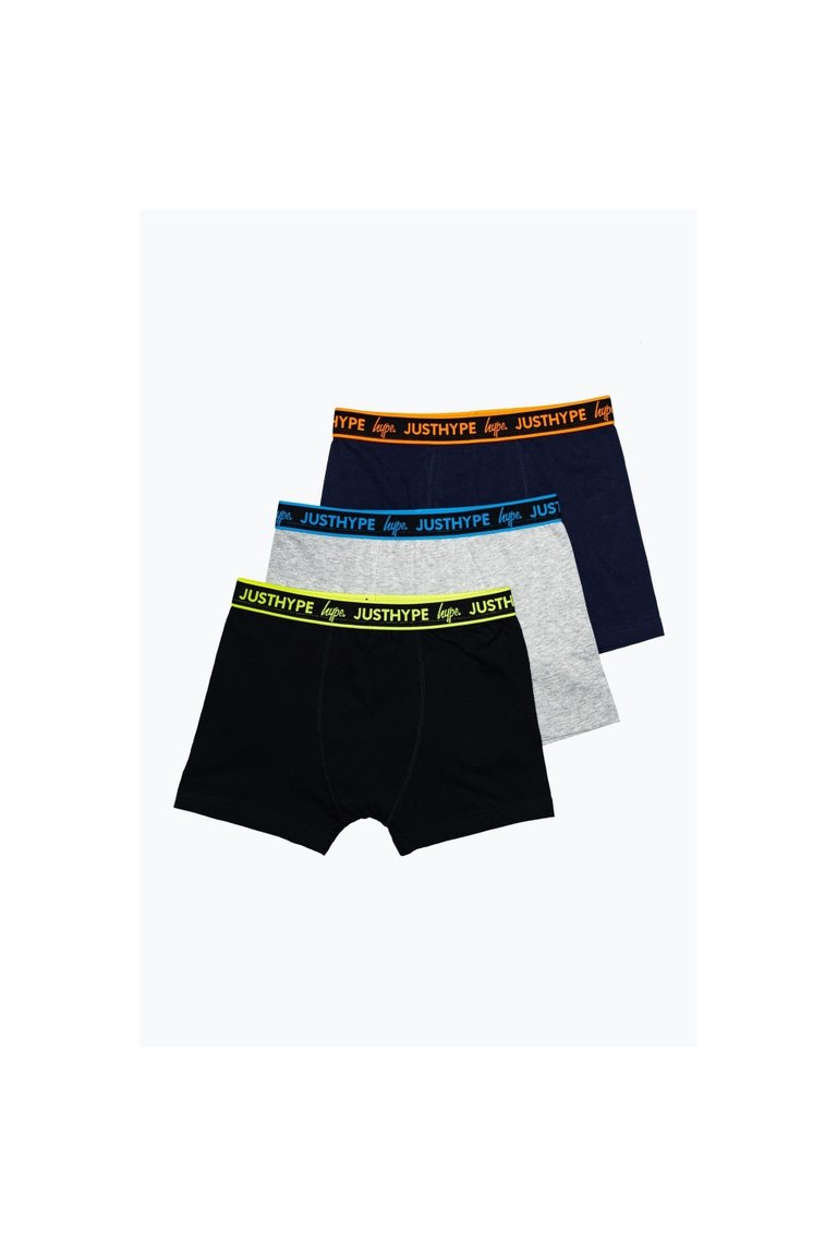 Hype Childrens/Kids Multicolored Boxer Shorts - Black/Multicolored