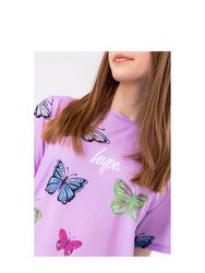 Hype Girls Butterfly Script T-Shirt (Pink)