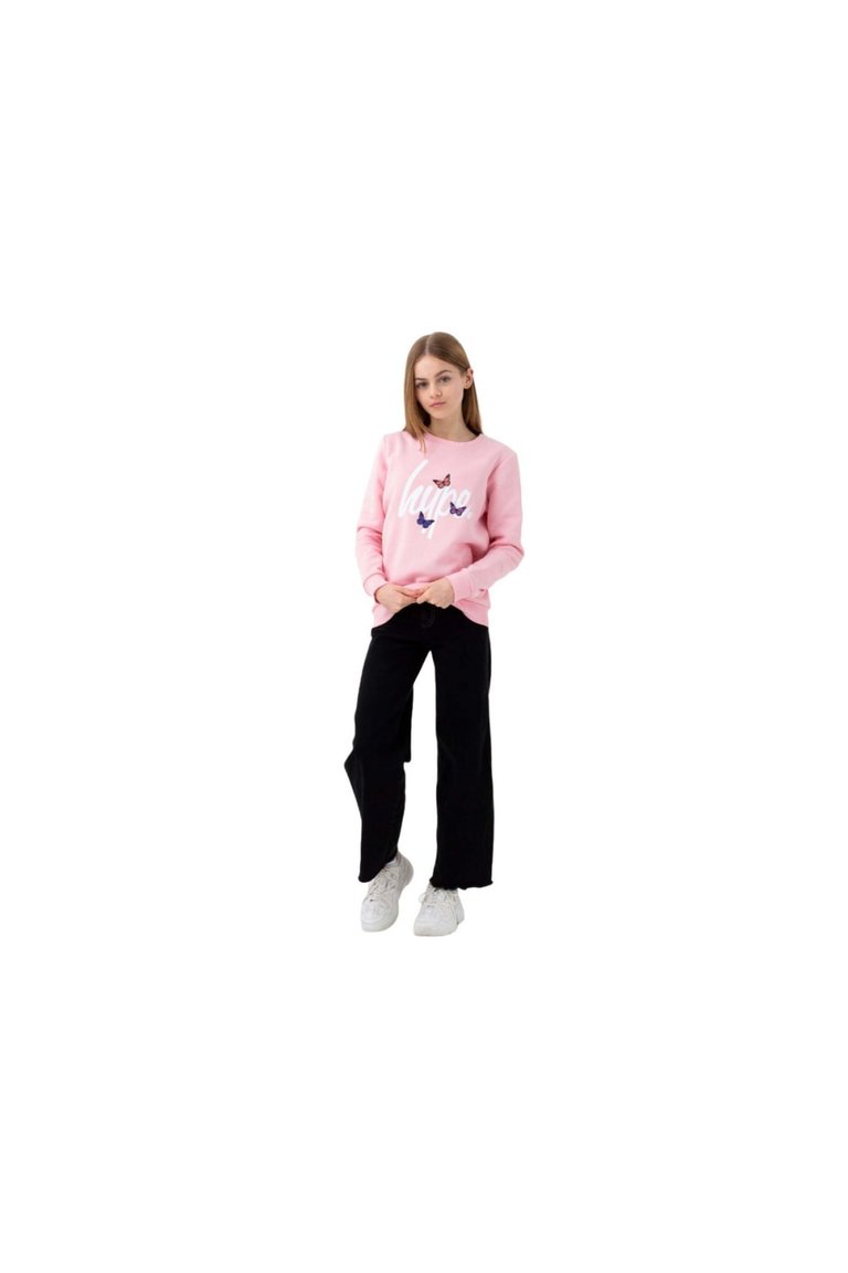 Hype Girls Butterfly Sweatshirt - Pink/White