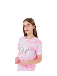 Hype Girls Camo Crop Top - Pink/Silver