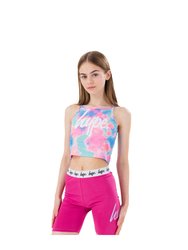 Hype Girls Dream Smudge Script Cropped Camisole - Pink/Blue/White