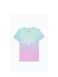 Hype Girls Fade Leopard Print T-Shirt Set (Pack of 3) (Pink/Blue/Black)