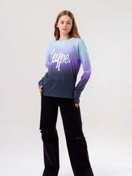 Hype Girls Fade Long-Sleeved T-Shirt - Blue/Purple