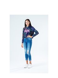 Hype Girls Floral Ditsy Cropped Hoodie - Black