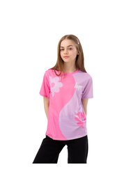 Hype Girls Floral Ying Yang Script T-Shirt (Pink/Purple)