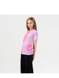 Hype Girls Floral Ying Yang Script T-Shirt (Pink/Purple)