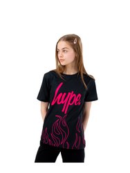Hype Girls Groovey Flames T-Shirt (Black/Pink) - Black/Pink