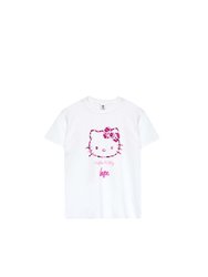 Hype Girls Infill Hello Kitty Leopard Print T-Shirt - White/Pink