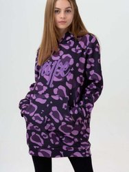 Hype Girls Leopard Script Long Length Hoodie