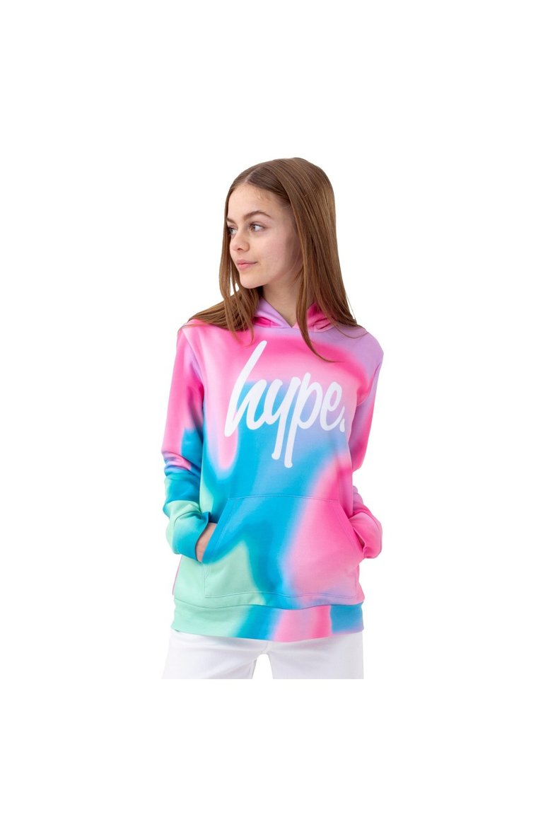 Hype Girls Pastel Wave Script Hoodie - Pink/Blue/White