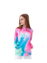 Hype Girls Pastel Wave Script Hoodie - Pink/Blue/White