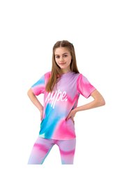 Hype Girls Pastel Wave Script T-Shirt - Pink/Blue/White