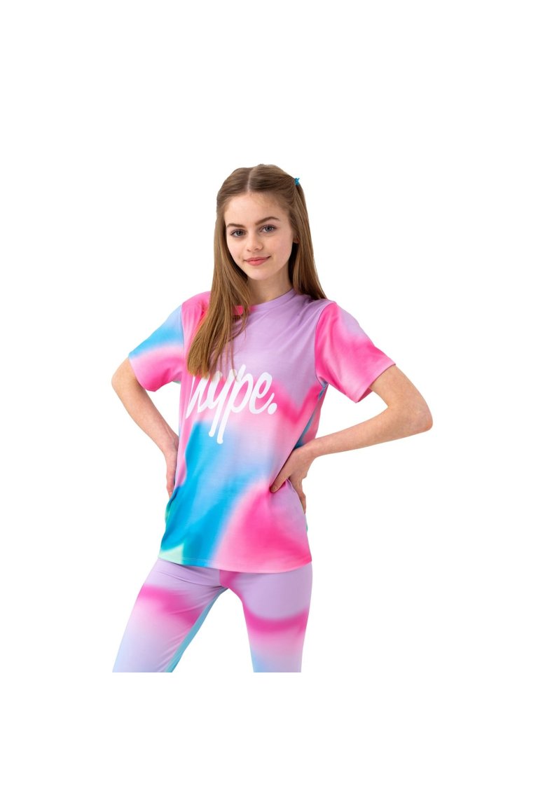 Hype Girls Pastel Wave Script T-Shirt - Pink/Blue/White
