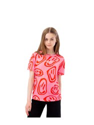 Hype Girls Smiley Wave Scribble T-Shirt (Pink)