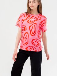 Hype Girls Smiley Wave Scribble T-Shirt (Pink) - Pink
