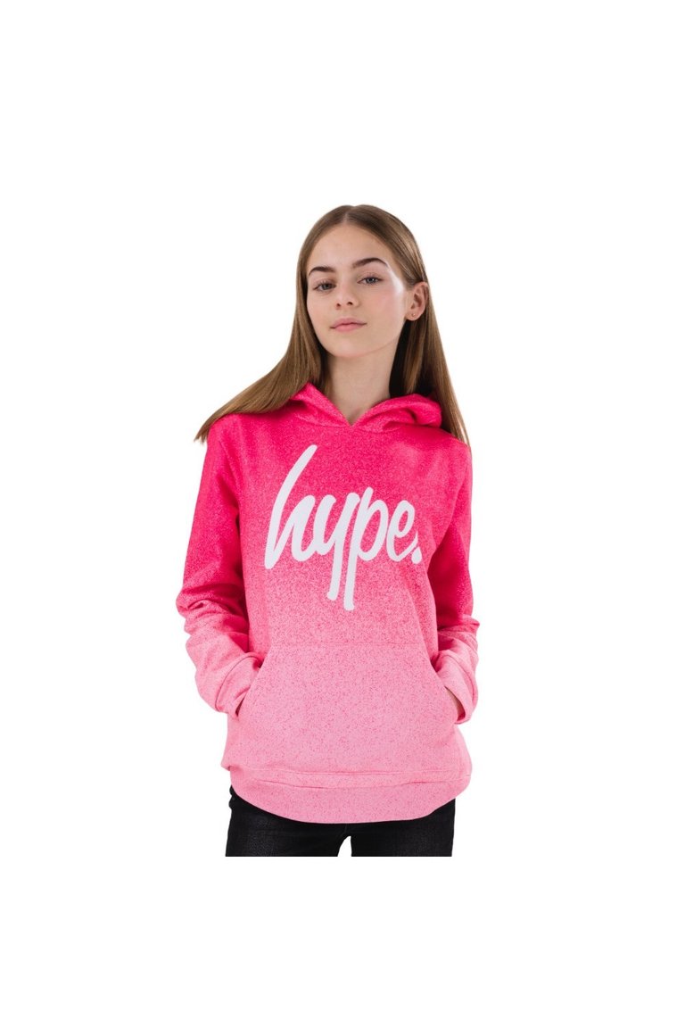 Hype Girls Speckle Fade Hoodie (Pink/White) - Pink/White