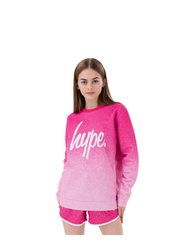 Hype Girls Speckle Fade Sweatshirt - Pink/White