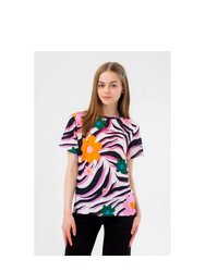 Hype Girls Zebra Daisy Wave T-Shirt (Pink/Black)