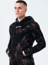 Hype Mens Acid Wash Hoodie - Black/Brown