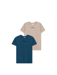 Hype Mens Lagoon Oversized T-Shirt (Pack of 2) (Blue/Beige) - Blue/Beige