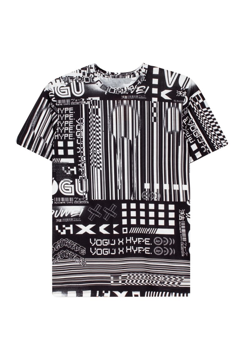 Hype Mens Mono Vogu T-Shirt (Black/White) - Black/White