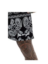 Hype Mens Paisley Palm Scribble Shorts (Black/White)