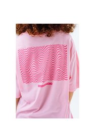 Hype Unisex Adult Back Print Continu8 Oversized T-Shirt (Pink)