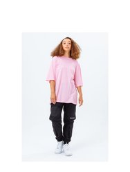 Hype Unisex Adult Back Print Continu8 Oversized T-Shirt (Pink)