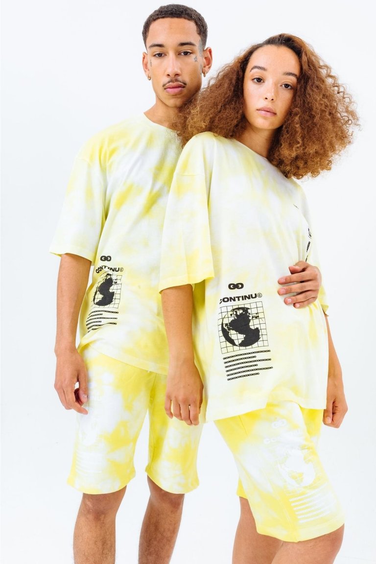 Hype Unisex Adult Print Continu8 Oversized T-Shirt (Yellow)