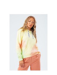 Hype Womens/Ladies Candy Tie Dye Pullover Hoodie (Light Yellow/Pale Pink/Lime Green)