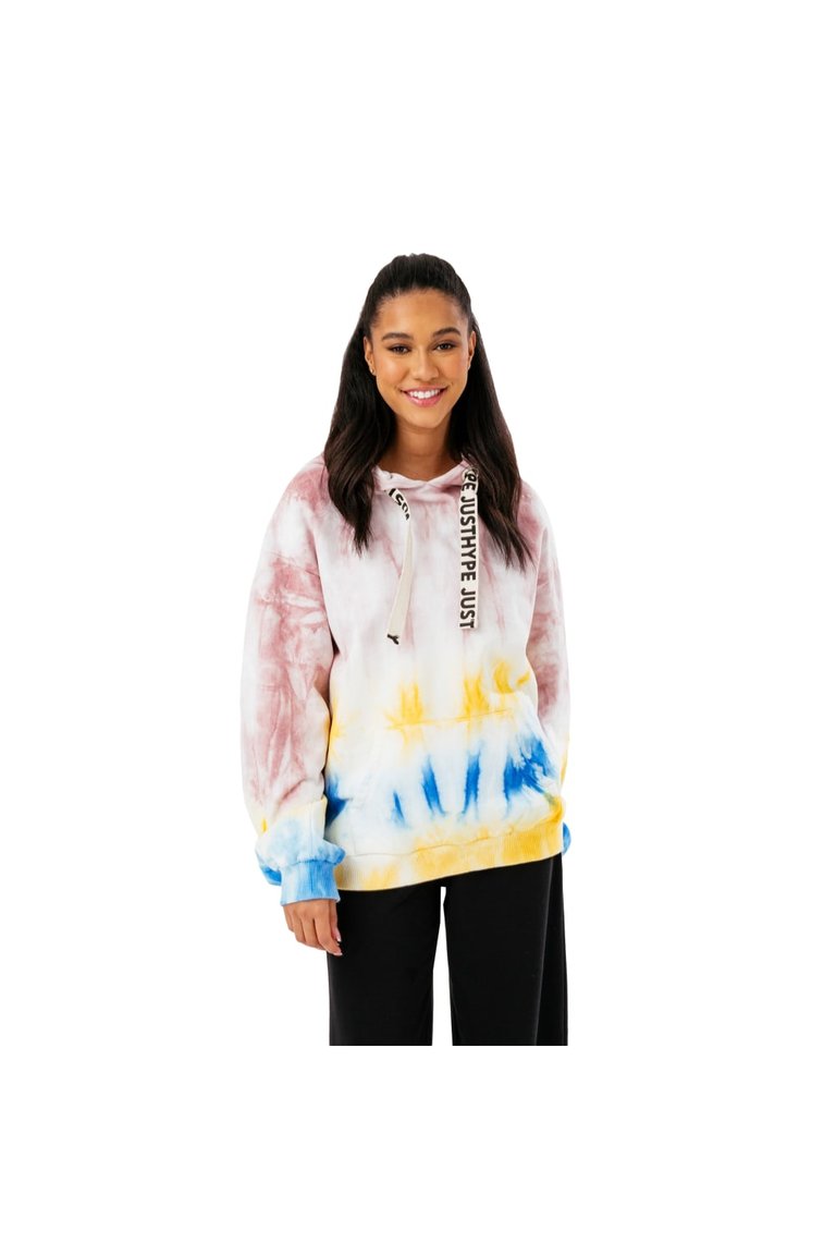 Hype Womens/Ladies Tie Dye Hoodie - Pink/blue/yellow