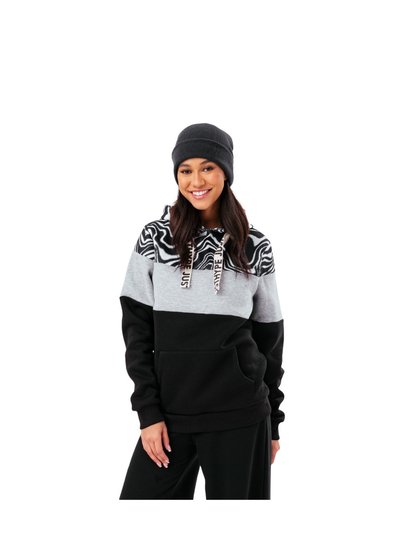 Hype Hype Womens/Ladies Wave Drawstring Hoodie (Black/Gray/White) product