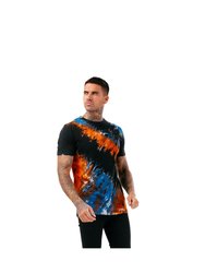 Mens Bohemian Tie Dye T-Shirt (Black/Blue/Orange)