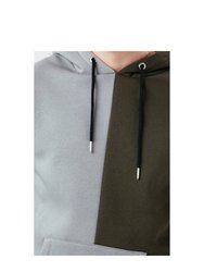 Mens Half V Half Colour Block Oversized Hoodie