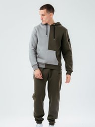 Mens Half V Half Colour Block Oversized Hoodie