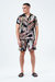 Mens Resort Palm Leaf Shirt - Black/Pink/Green