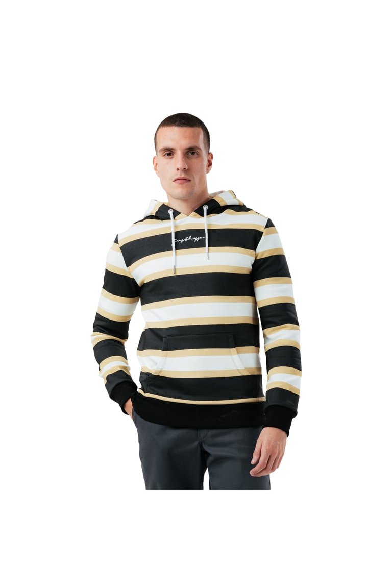 Mens Stripe Hoodie - Stone/White/Black